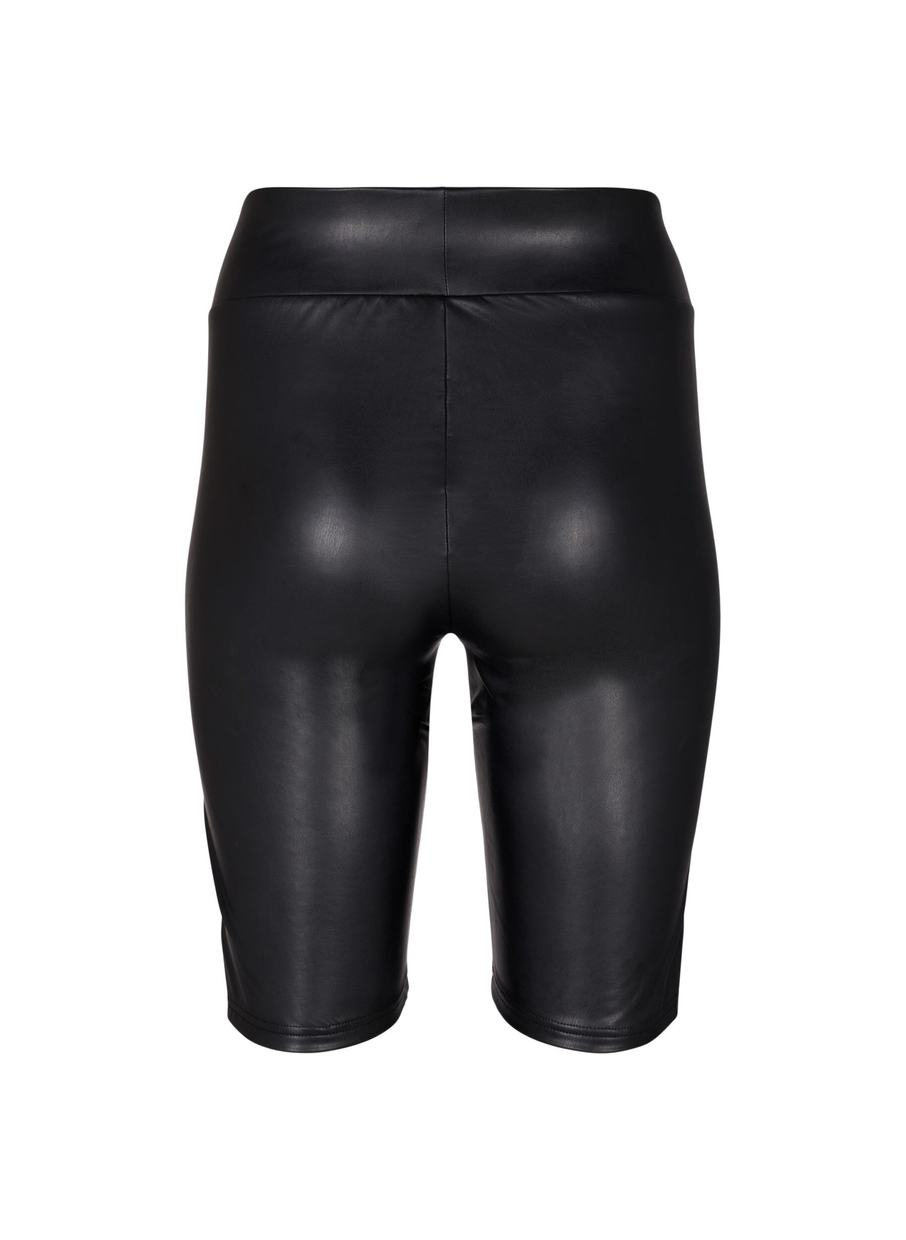 Zizzi Shiny tettsittende shorts med h&oslash;yt liv, Black, Packshot image number 1
