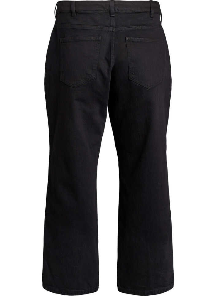 L&oslash;se jeans med avkortet lengde, Svart, Packshot image number 1