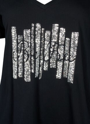 T-skjorte i bomull med paljetter, Black W. Be free, Packshot image number 2