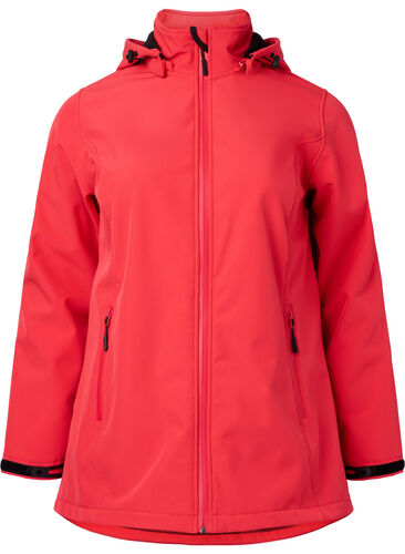 Softshelljakke med avtagbar hette, Poppy Red, Packshot image number 0