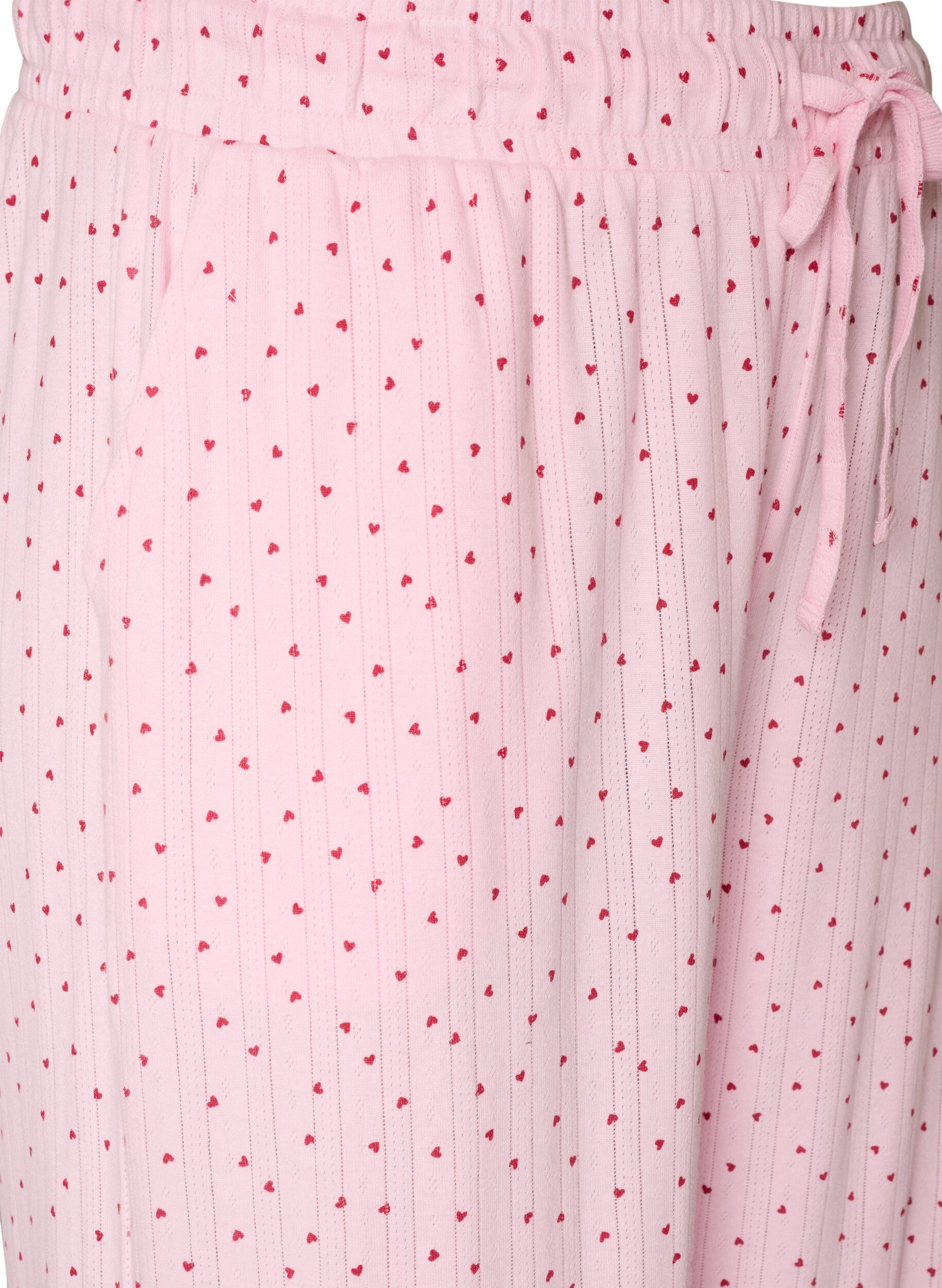 ZizziPyjamabukse i &oslash;kologisk bomull med hullbroderi, Rosa, Packshot image number 2