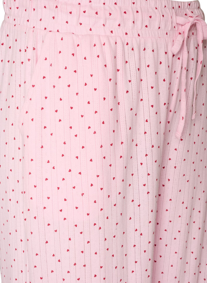 Pyjamabukse i &oslash;kologisk bomull med hullbroderi, Rosa, Packshot image number 2