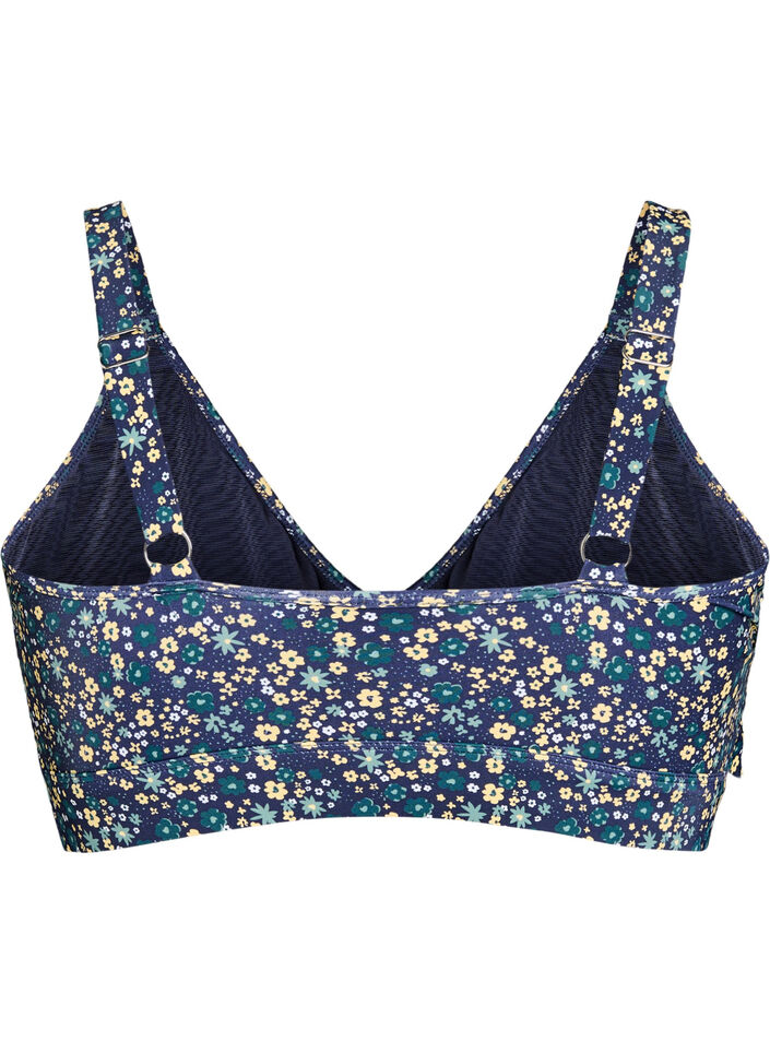 Blomstrete bikinioverdel med volangdetaljer, Bl&aring;, Packshot image number 1