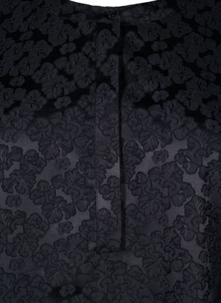 Zizzi Jacquardkjole med lange ermer og volangdetalj, Svart, Packshot image number 2