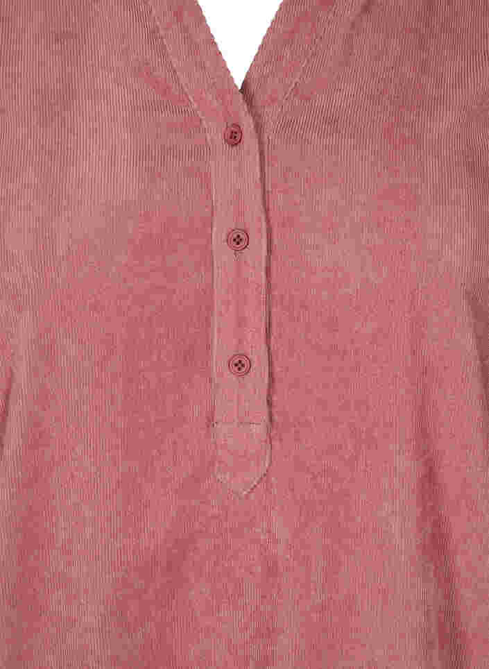 Fløyelskjole med 3/4-ermer og knapper, Deco Rose, Packshot image number 2