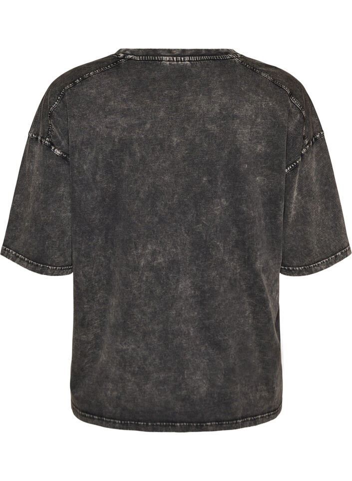 Oversized T-skjorte i &oslash;kologisk bomull med et college-trykk, Svart, Packshot image number 1