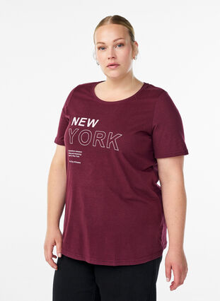 Zizzi FLASH - T-skjorte med motiv, Winetasting New York, Model image number 0