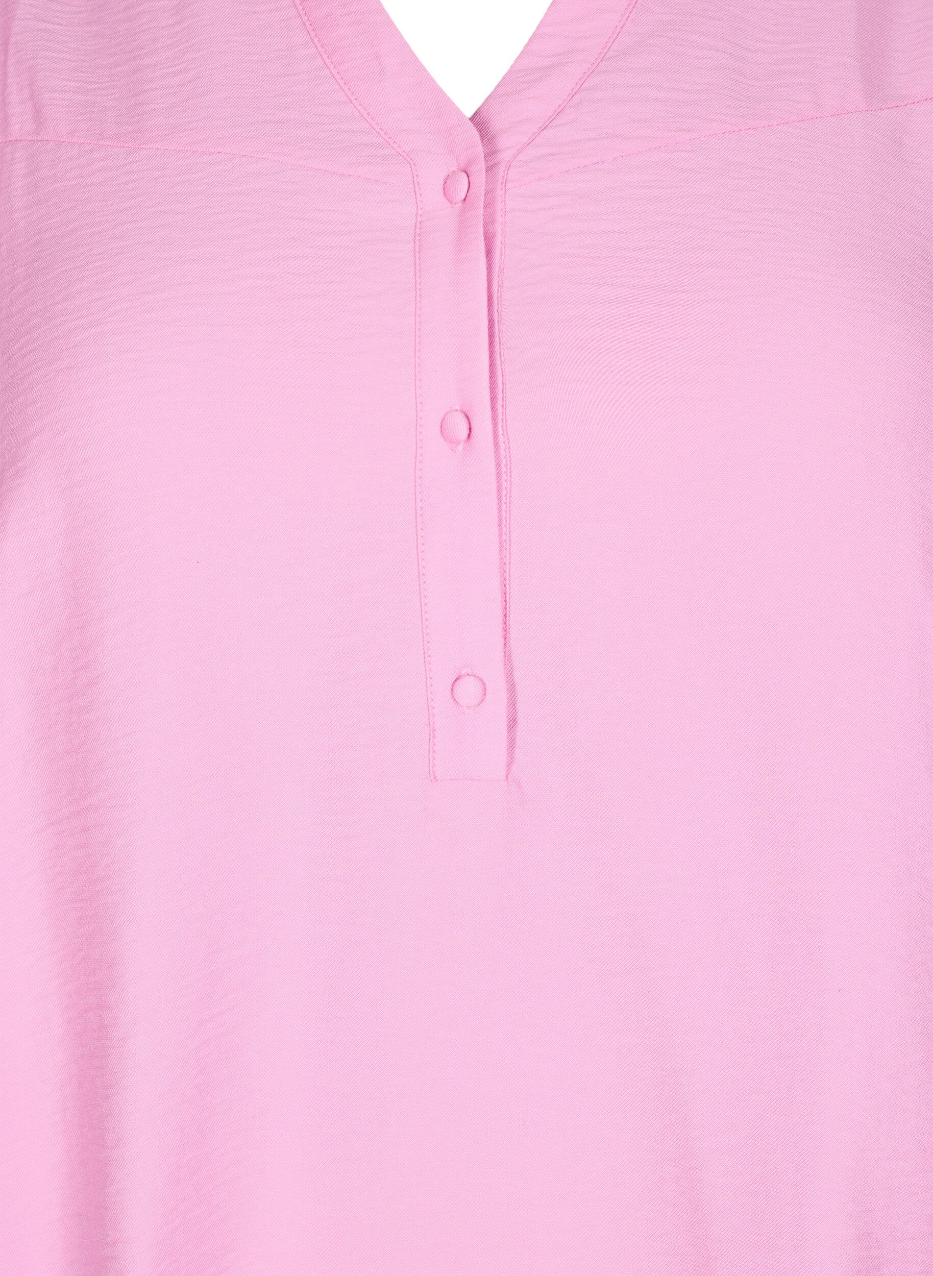 Zizzi Bluse med volangkrage, Rosa, Packshot image number 2