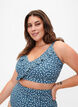 Bikinitopp med print og volangdetaljer, Bl&aring;, Model image number 0