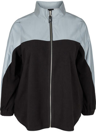 Treningsjakke med fleece og refleks, Black, Packshot image number 0