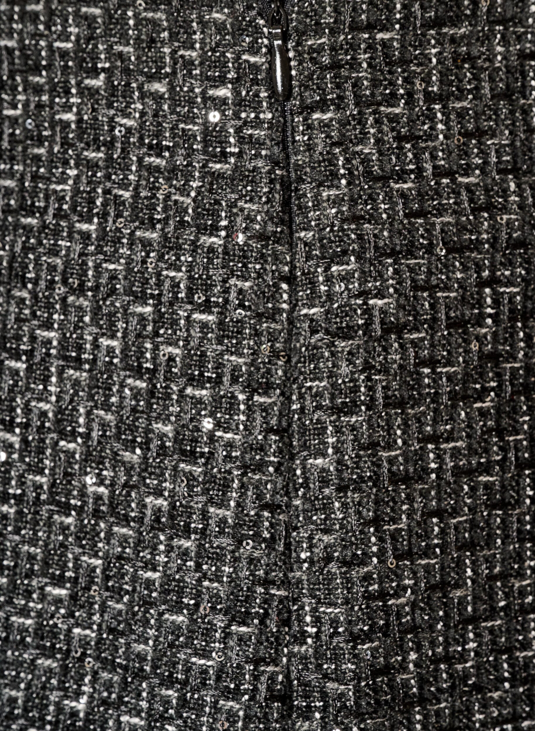 ZizziKort boucl&eacute;skj&oslash;rt med paljetter, Svart, Packshot image number 3