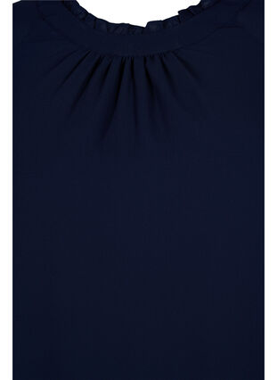 Bluse med asymmetrisk kant og 3/4-ermer, Navy Blazer, Packshot image number 2