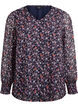 Bluse med blomstertrykk og glittertr&aring;d, Bl&aring;, Packshot image number 0