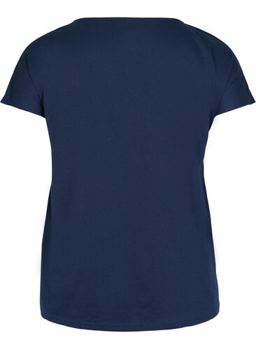 T-skjorte i bomullsmiks, Navy Blazer, Packshot image number 1