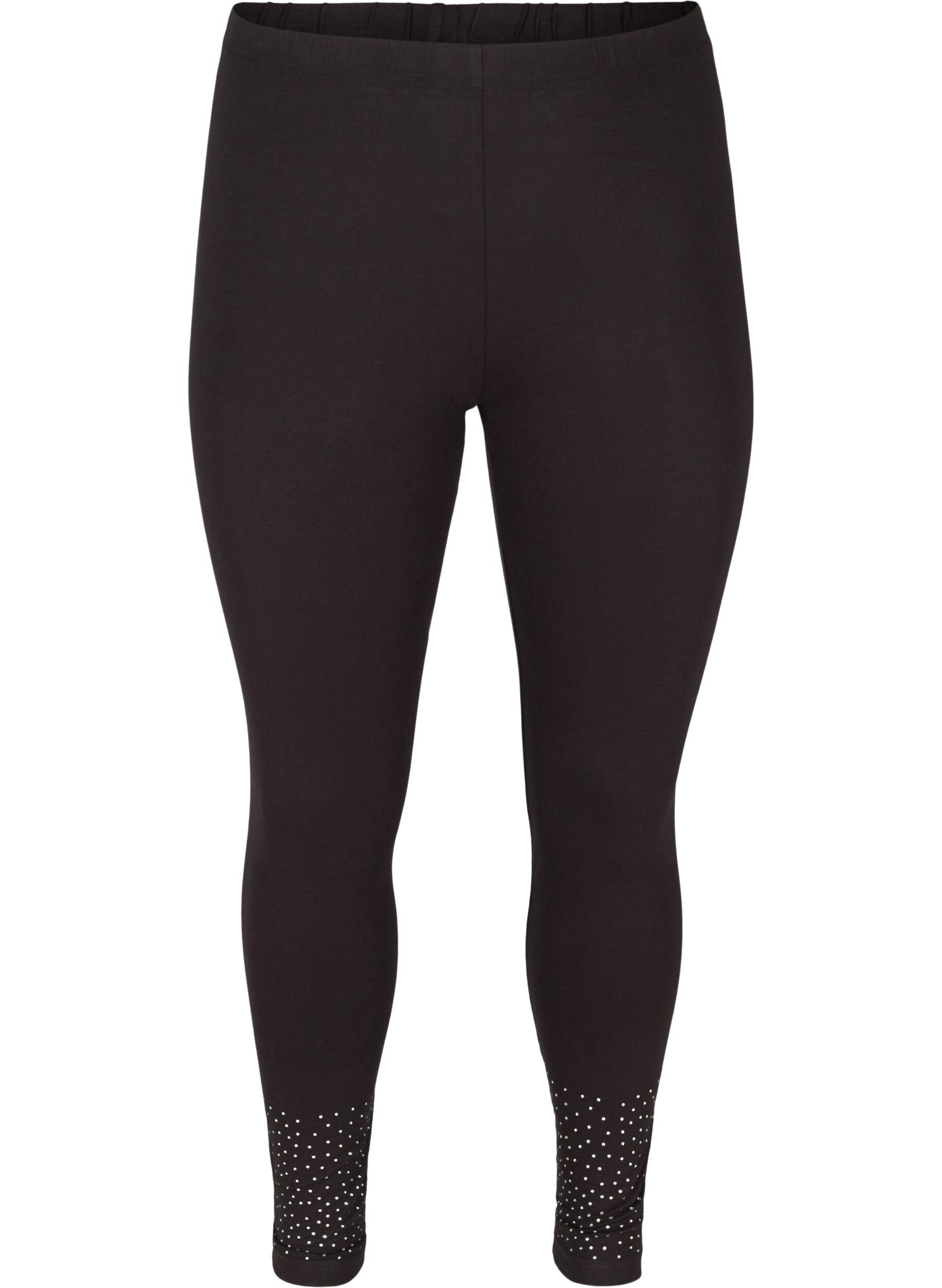 Zizzi Leggings i en viskosemiks med dekorativ strass, Black, Packshot image number 0