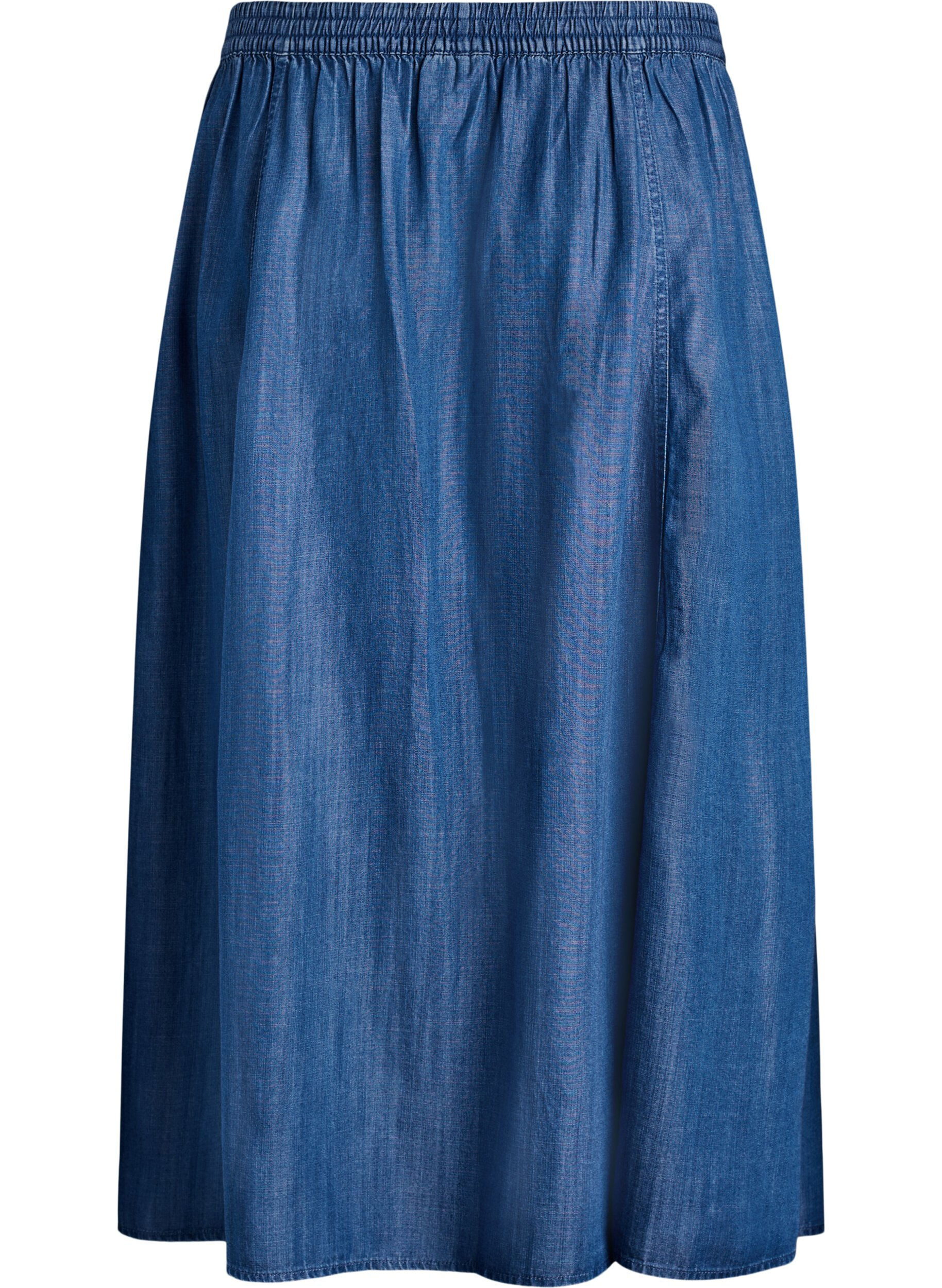 ZizziMaxiskj&oslash;rt i lyocell med plagg i denim, Bl&aring;, Packshot image number 1