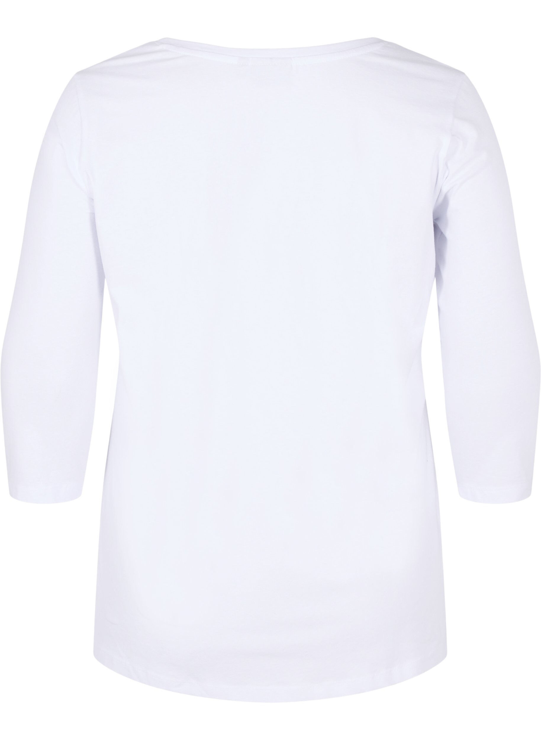 Zizzi Basis t-skjorte med 3/4-ermer, Bright White, Packshot image number 1