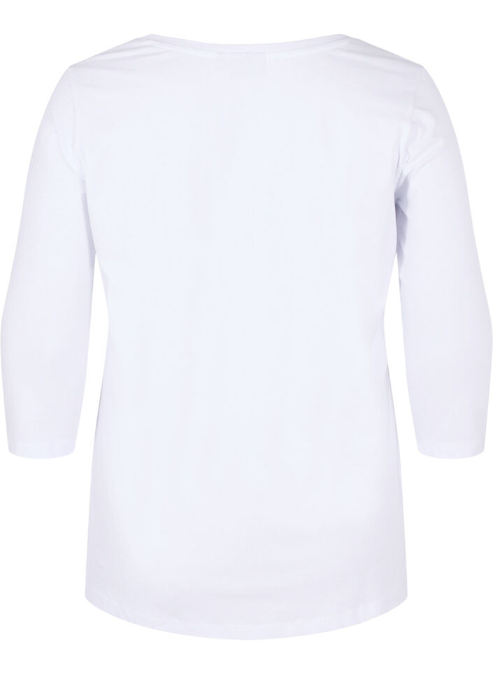 Basis t-skjorte med 3/4-ermer, Bright White, Packshot image number 1