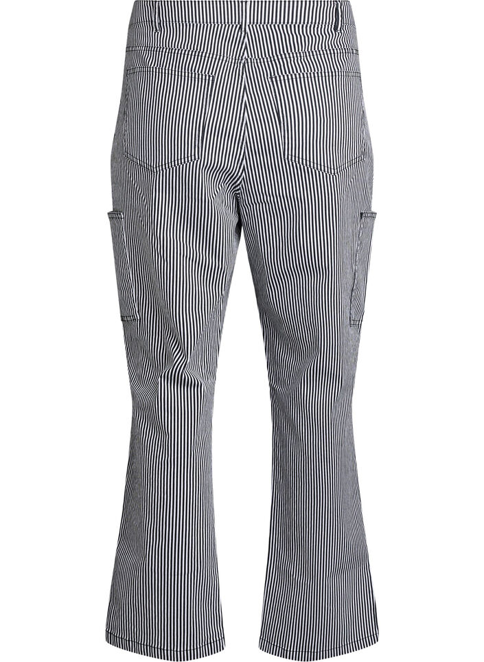 Stripete cargojeans med høy midje, Svart, Packshot image number 1