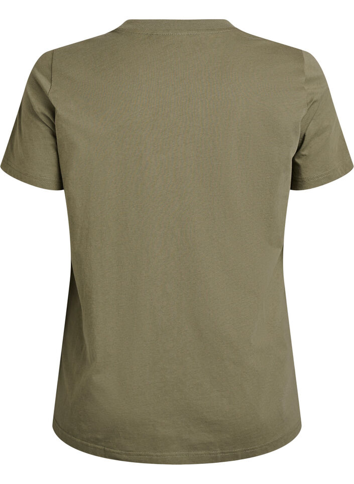 Basic T-skjorte i bomull med rund hals, Gr&oslash;nn, Packshot image number 1