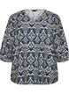 M&oslash;nstret viskosebluse med 3/4-ermer, Bl&aring;, Packshot image number 0