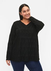 FLASH - Langermet bluse med struktur, Black, Model