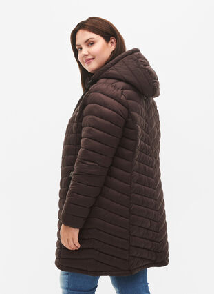 Lettvektsjakke med lommer og avtakbar hette, Black Coffee, Model image number 1
