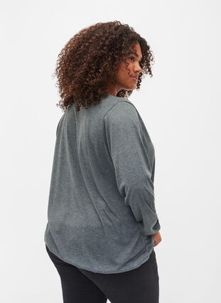 Melert genser med lange ermer og V-hals, Scarab Mel., Model image number 1