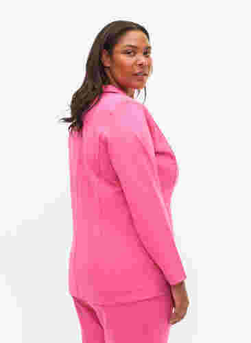 Enkel blazer med knapp og pyntelommer, Shocking Pink, Model image number 1