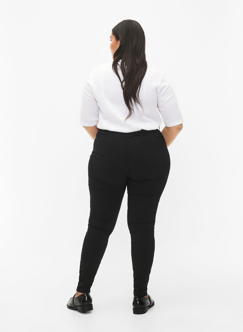 Tettsittende bukser med glidelåsdetaljer, Svart, Model image number 2
