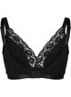 Bralette i bomull med blonder, Svart, Packshot image number 1