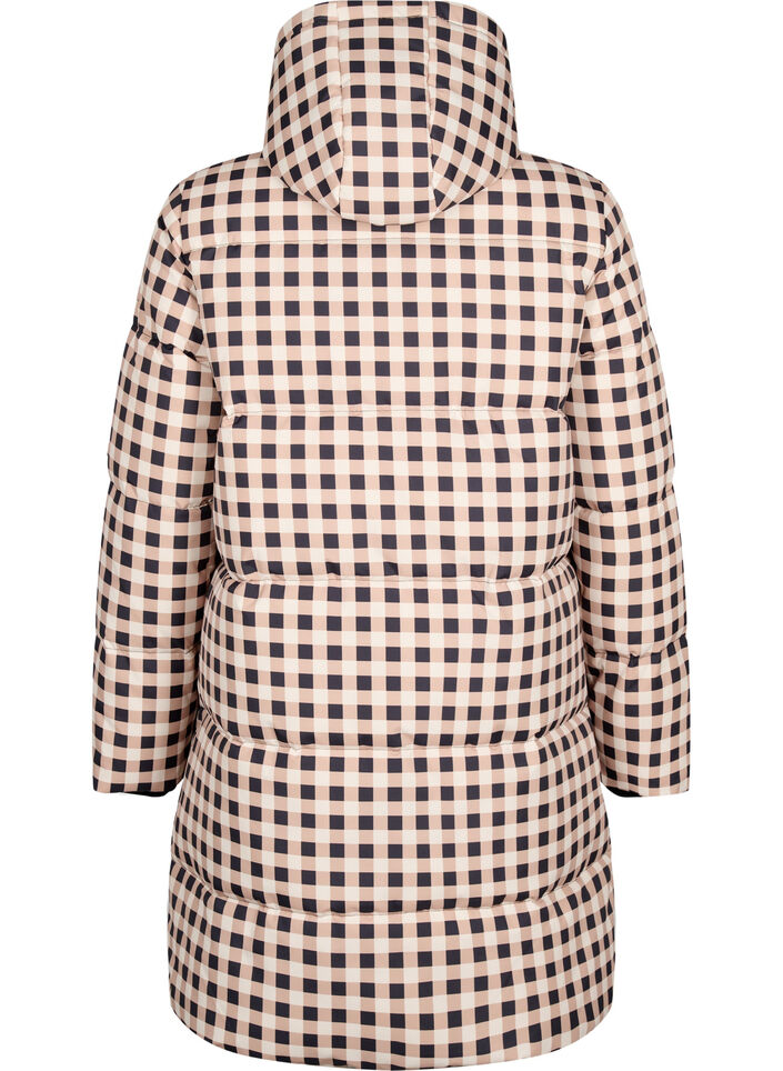 Sjekket puffer vinterjakke, Black w. Nomad Check, Packshot image number 1