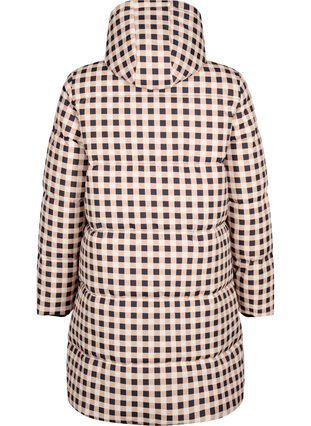 Zizzi Sjekket puffer vinterjakke, Black w. Nomad Check, Packshot image number 1
