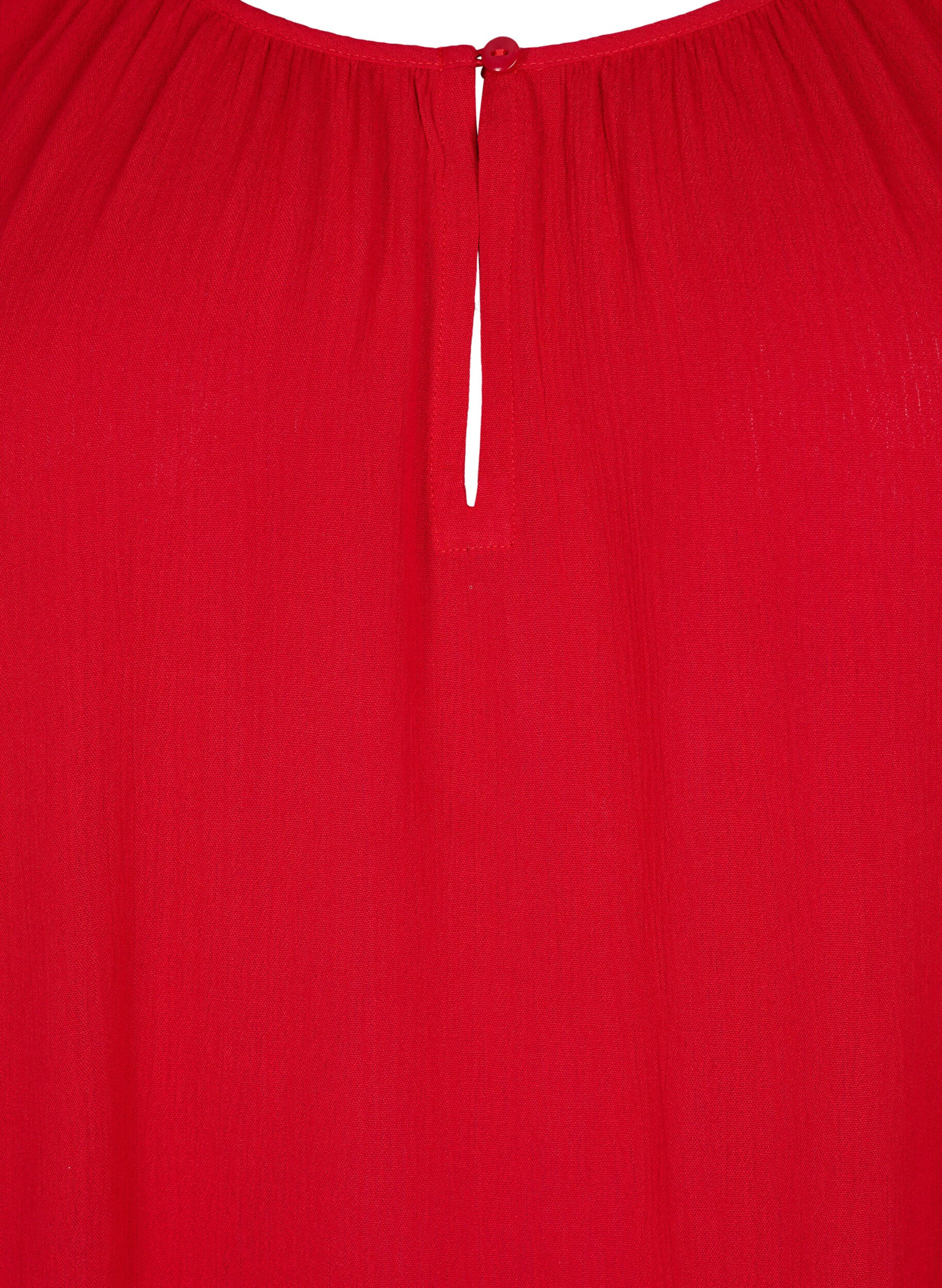 Zizzi Tunika i viskose med 3/4-ermer, R&oslash;d, Packshot image number 2