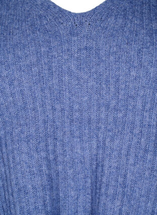 Strikket genser med splitt, Gray Blue Mel., Packshot image number 2