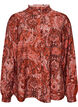 Viskosebluse med paisleytrykk og volanger, Orange, Packshot image number 0
