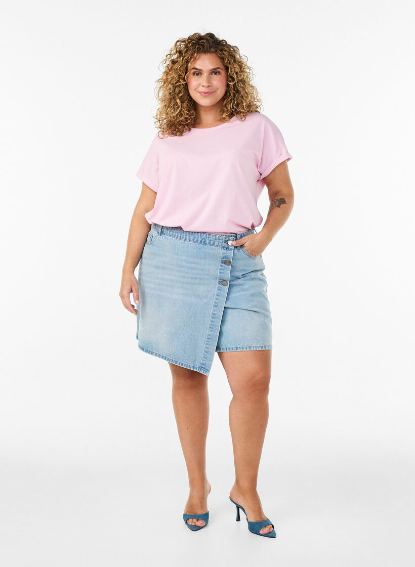 Kortermet T-skjorte i bomullsblanding, Rosa, Model image number 1