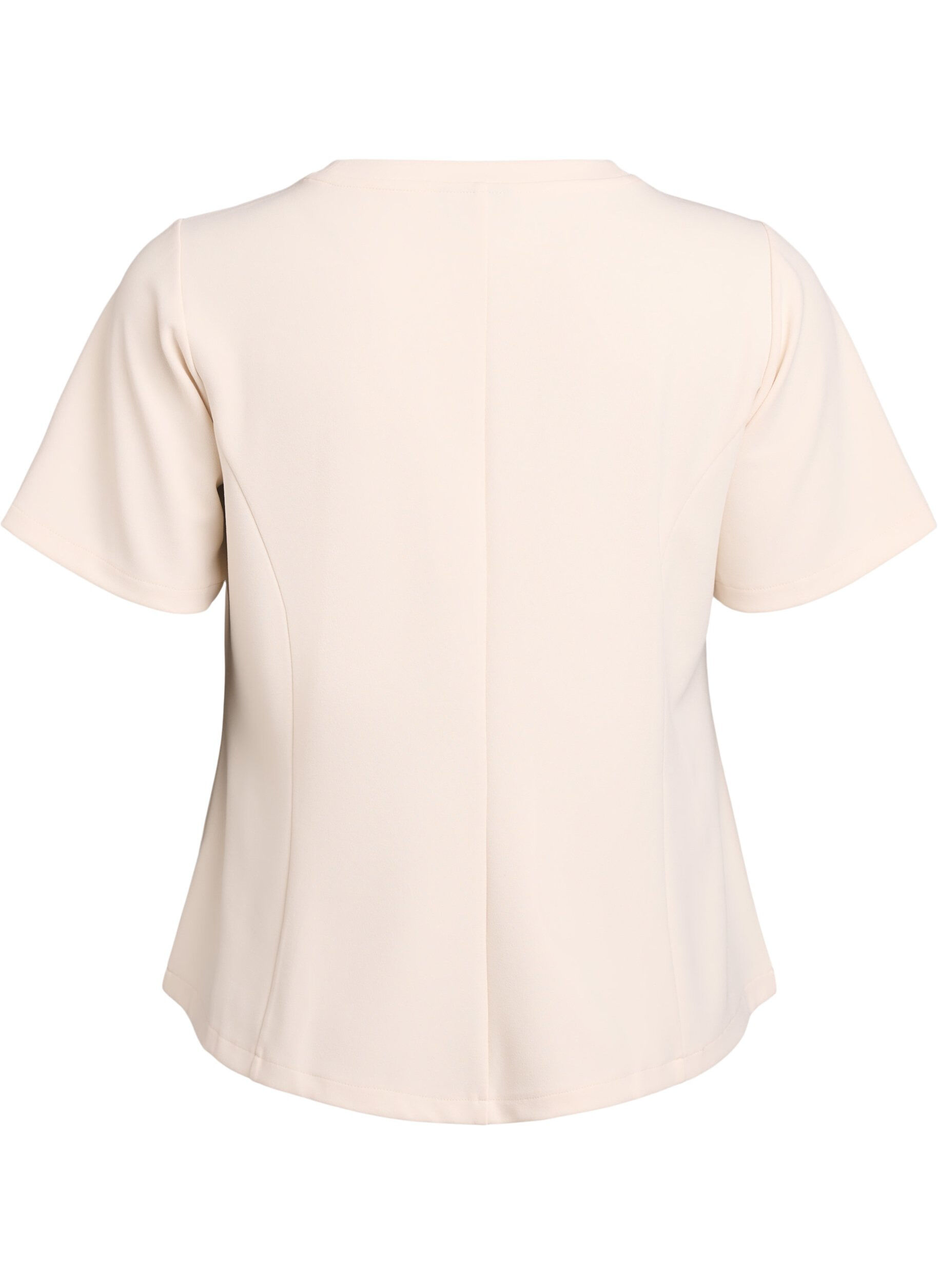 Zizzi Kortermet bluse med figursydde innsnitt, Beige, Packshot image number 1