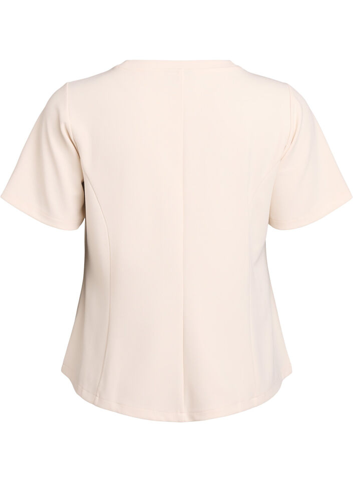 Kortermet bluse med figursydde innsnitt, Beige, Packshot image number 1