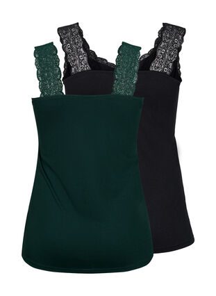 Topp med blonder, 2 stk., Scarab / Black, Packshot image number 1