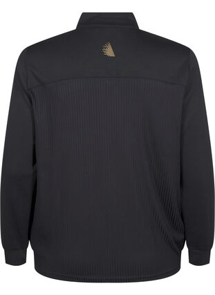 Zizzi Sporty cardigan med glidelås og lommer, Black, Packshot image number 1