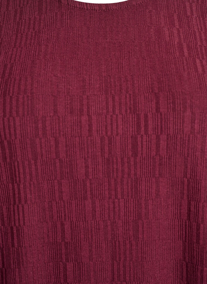 Bluse med tekstur og 3/4 ermer, Rød, Packshot image number 2