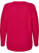 Lang ribbestrikket bluse med V-hals, Rosa, Packshot image number 1