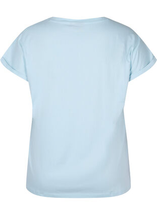 T-skjorte i bomull med broderi anglaise, Winter Sky, Packshot image number 1