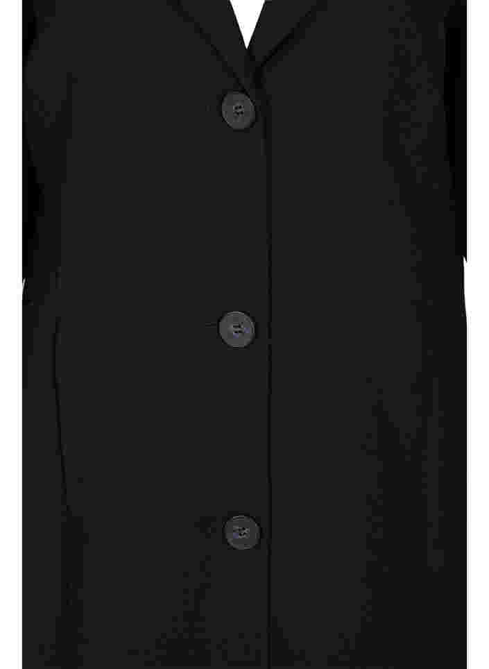 Lang jakke med knappelukking, Black, Packshot image number 2