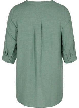 Skjorte med V-hals og lommer, Balsam Green, Packshot image number 1