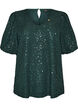 Paljettbluse med ballongermer, Gr&oslash;nn, Packshot image number 0