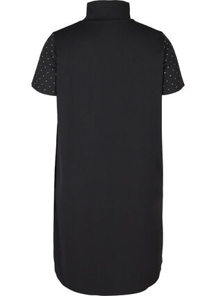 Kortermet kjole med høy hals og dekorativ strass, Black w. Silver, Packshot image number 1