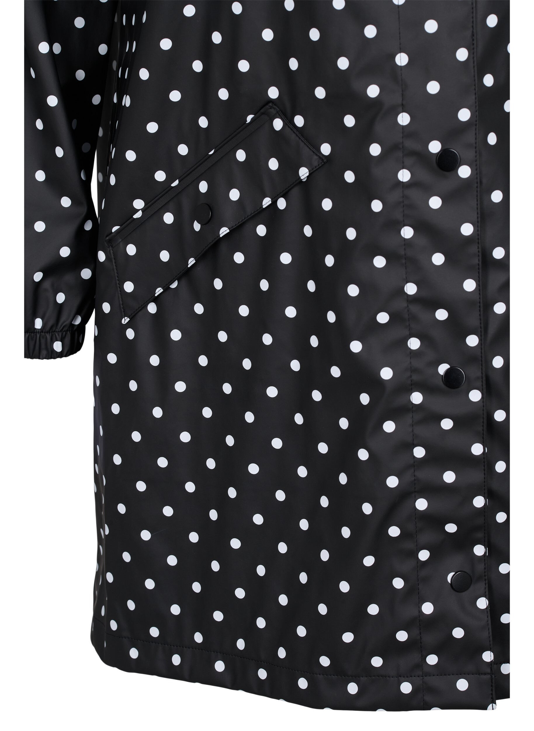 Zizzi Prikkete regnjakke med hette, Black W/White Dot, Packshot image number 3