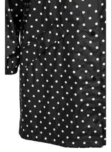 Prikkete regnjakke med hette, Black W/White Dot, Packshot image number 3